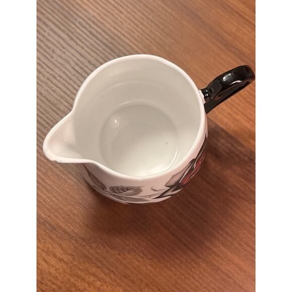 Royal Grafton Fine Bone China Creamer Black Red Rose England Vintage Floral - Picture 5 of 7